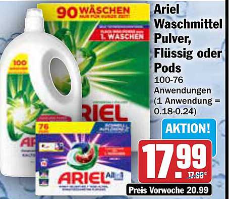 Ariel Waschmittel Pulver, Flüssig oder Pods