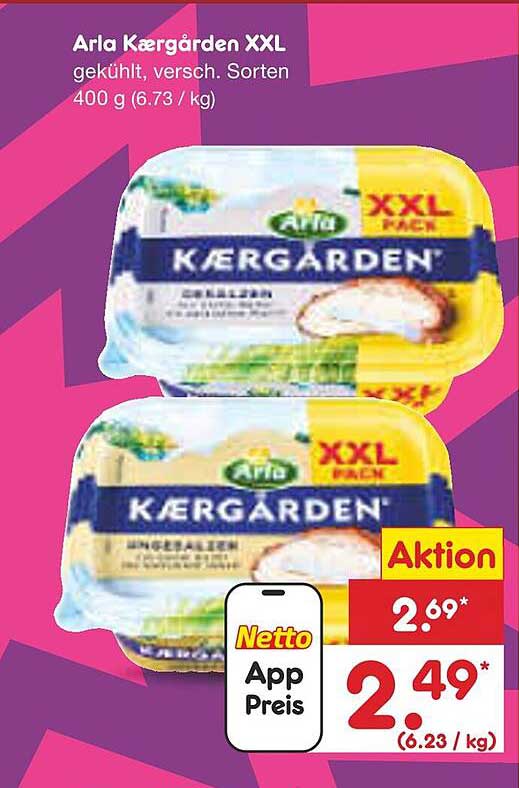 Arla Kærgården XXL gekühlt, versch. Sorten 400 g (6.73 / kg)