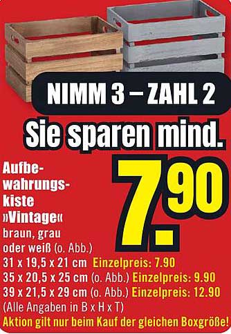 Aufbewahrungsbox "Vintage" - NIMM 3 – ZAHL 2