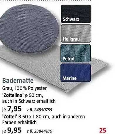 Badematte 'Zottelino' Ø 50 cm – in verschiedenen Farben