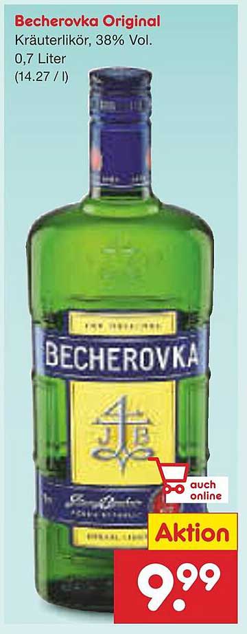 Becherovka Original Kräuterlikör, 38% Vol. 0,7 Liter