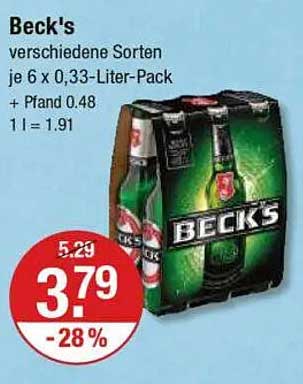 Beck's Bier 6 x 0,33-Liter-Pack