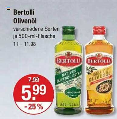 Bertolli Olivenöl verschiedene Sorten je 500-ml-Flasche
