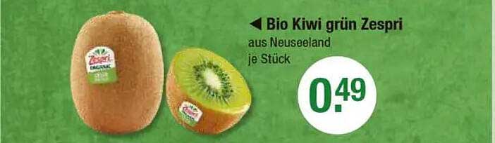 Bio Kiwi grün Zespri aus Neuseeland je Stück