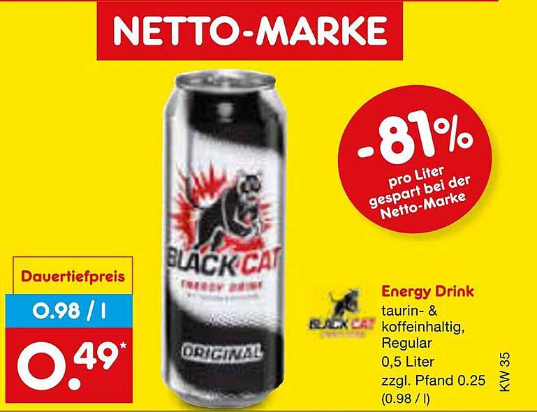 BLACK CAT Energy Drink 0,5 Liter - Nur 0,49€