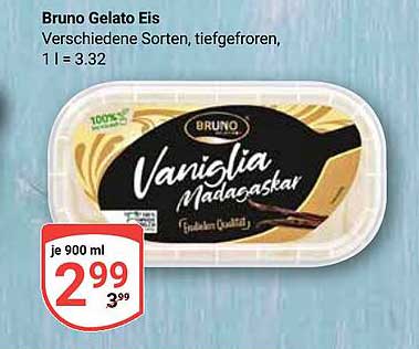 Bruno Gelato Eis Vaniglia Madagascar – 900 ml für nur 2,99 €