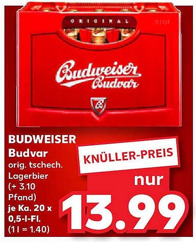 BUDWEISER Budvar - Original tschechisches Lagerbier