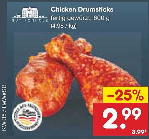 Chicken Drumsticks - fertig gewürzt, 600 g