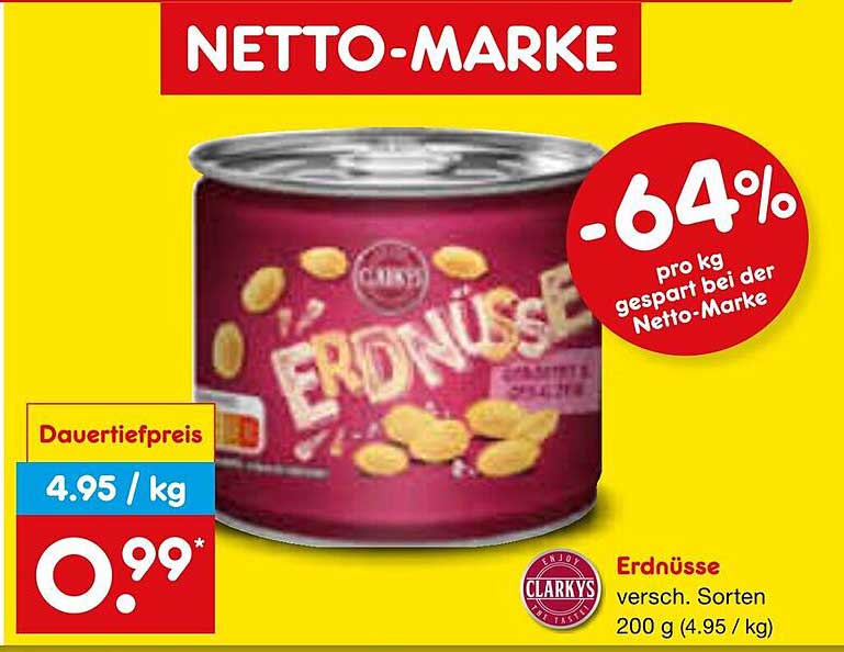 Clarkys Erdnüsse 200 g für nur 0,99 €