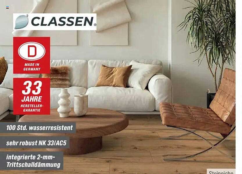 CLASSEN Laminatboden Steineiche mit 33 Jahren Garantie