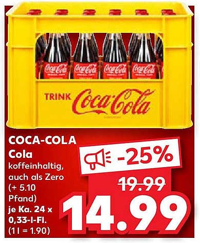 COCA-COLA 24er Kasten für nur 14,99 €