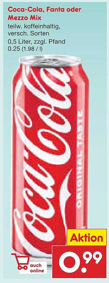 Coca-Cola, Fanta oder Mezzo Mix 0,5 Liter