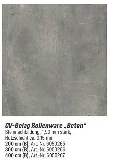 CV-Belag Rollenware „Beton“