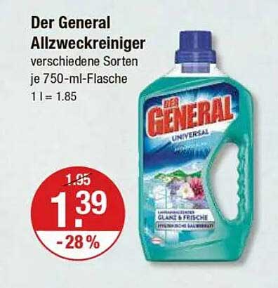 Der General Allzweckreiniger verschiedene Sorten je 750-ml-Flasche