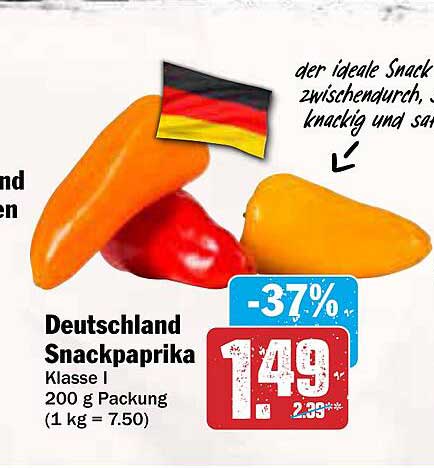 Deutschland Snackpaprika Klasse I 200 g Packung