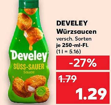 DEVELEY Würzsaucen versch. Sorten je 250-ml-Fl.
