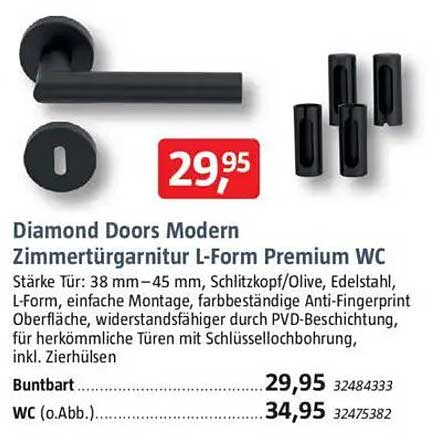 Diamond Doors Modern Zimmertürgarnitur L-Form Premium WC