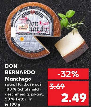 DON BERNARDO Manchego span. Hartkäse aus 100 % Schafsmilch