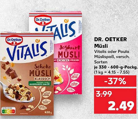 DR. OETKER Müsli - Vitalis oder Paula Müslispaß, verschiedene Sorten
