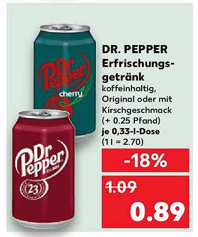 DR. PEPPER Erfrischungsgetränk - koffeinhaltig, Original oder mit Kirschgeschmack