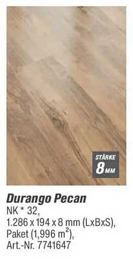 Durango Pecan Laminatboden, Stärke 8 mm