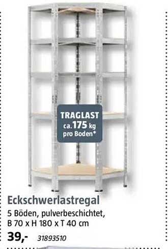 Eckschwerlastregal mit 5 Böden, pulverbeschichtet