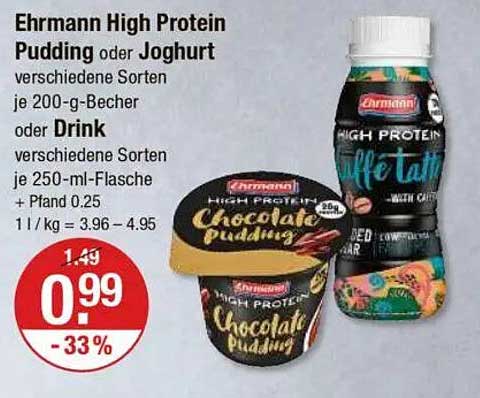 Ehrmann High Protein Pudding oder Joghurt, verschiedene Sorten
