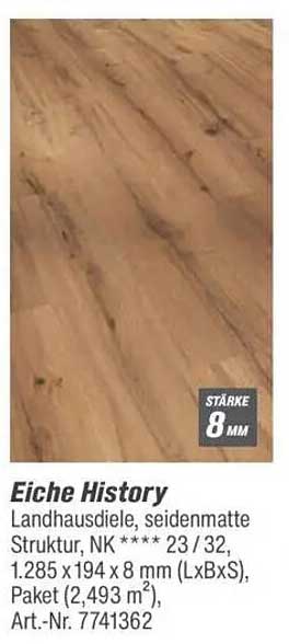 Eiche History Landhausdiele, seidenmatte Struktur, NK **** 23/32