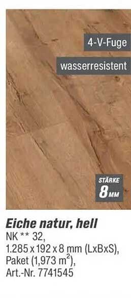 Eiche natur, hell - Laminatboden mit 4-V-Fuge