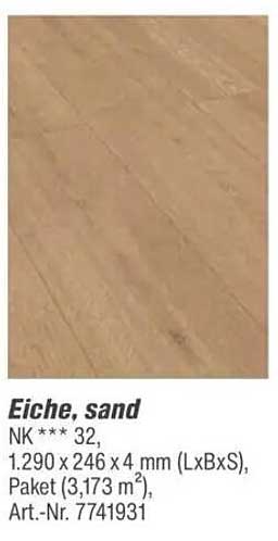 Eiche, sand - Laminatboden 32er Klasse