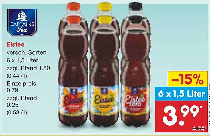 Eistee verschiedene Sorten 6 x 1,5 Liter