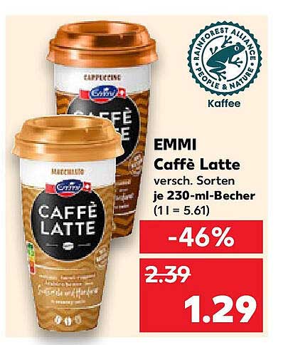 EMMI Caffè Latte versch. Sorten je 230-ml-Becher