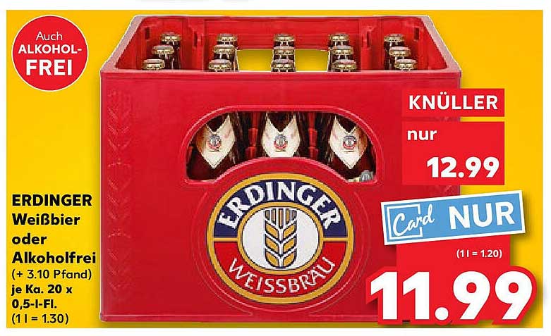 ERDINGER Weißbier oder Alkoholfrei im Kasten
