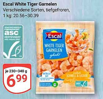 Escal White Tiger Garnelen, 1 kg, tiefgefroren, verschiedene Sorten