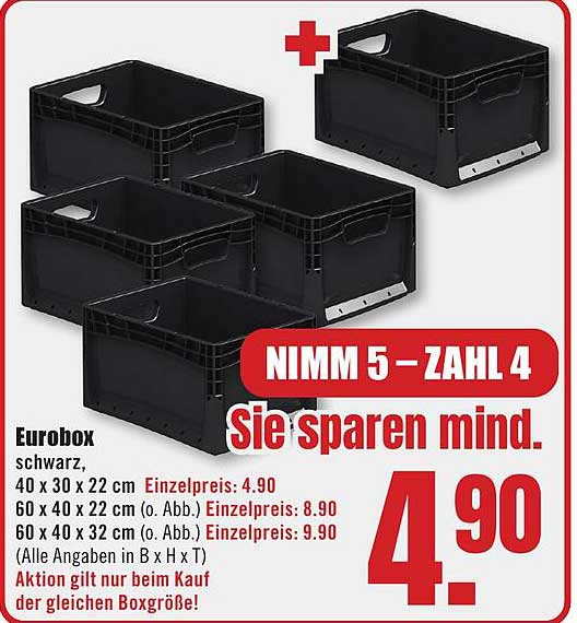 Eurobox schwarz - Nimm 5, zahl 4