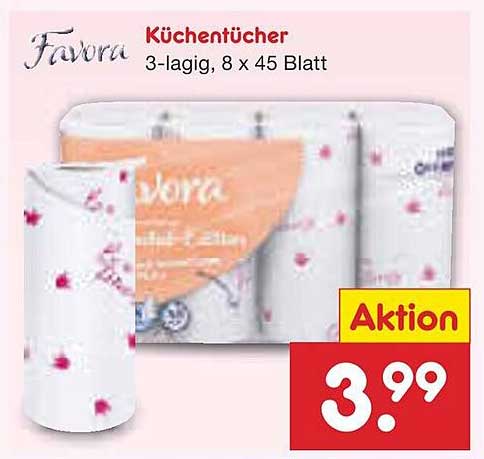 Favora Küchentücher 3-lagig, 8 x 45 Blatt