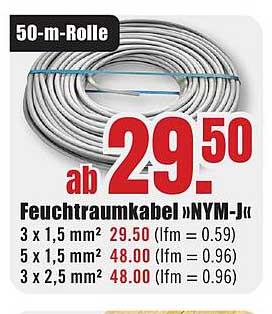 Feuchtraumkabel »NYM-J« 3 x 1,5 mm²