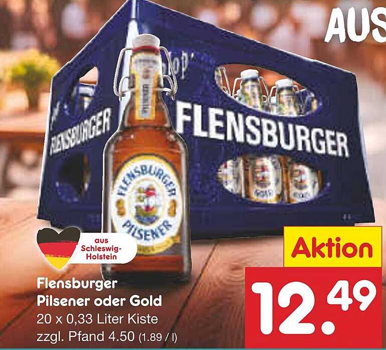 Flensburger Pilsener oder Gold 20 x 0,33 Liter Kiste