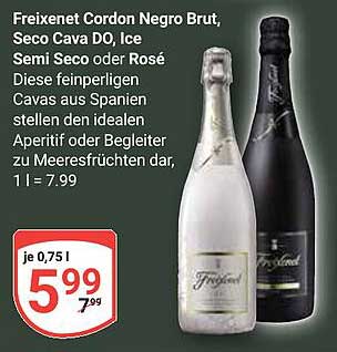 Freixenet Cordon Negro Brut, Seco Cava DO, Ice Semi Seco oder Rosé, 0,75 l