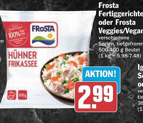 Frosta Fertiggerichte oder Frosta Veggies/Vegan - Hühner Frikassee 500 g