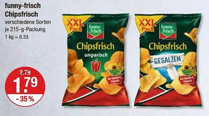 funny-frisch Chipsfrisch verschiedene Sorten je 215-g-Packung