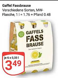 Gaffel Fassbrause – Verschiedene Sorten, MW-Flasche, 6 x 0,33 l
