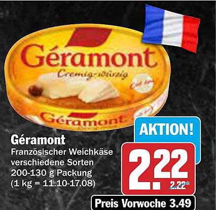 Géramont Französischer Weichkäse verschiedene Sorten 200-130 g Packung