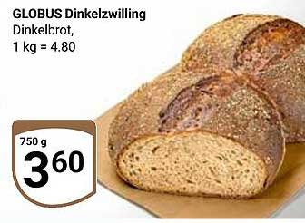 GLOBUS Dinkelzwilling - Dinkelbrot, 750 g für 3,60 €