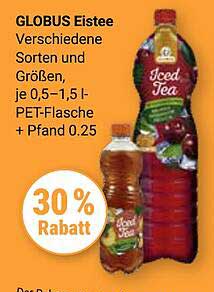 GLOBUS Eistee Verschiedene Sorten und Größen, je 0,5–1,5 l-PET-Flasche + Pfand 0,25