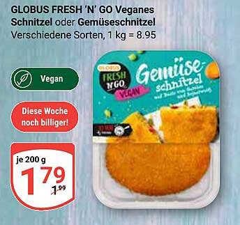 GLOBUS FRESH 'N' GO Veganes Schnitzel oder Gemüseschnitzel