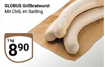 GLOBUS Grillbratwurst mit Chili, im Saitling - 1 kg