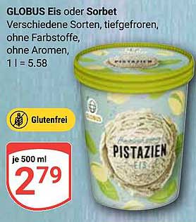 GLOBUS Pistazien Eis oder Sorbet, 500 ml für nur 2,79 €