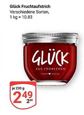Glück Fruchtaufstrich – Verschiedene Sorten, 230 g