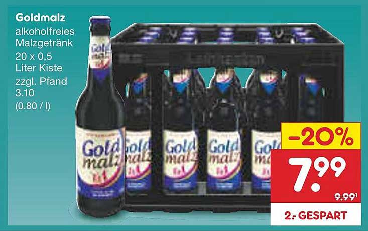 Goldmalz alkoholfreies Malzgetränk 20 x 0,5 Liter Kiste